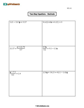 Two-Step Equations with Decimals 4