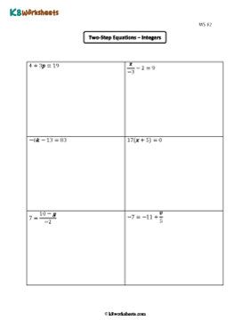 Two-Step Equations with Integers 2