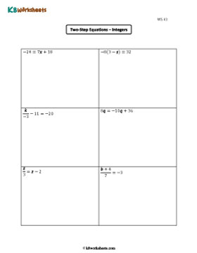 Two-Step Equations with Integers 3