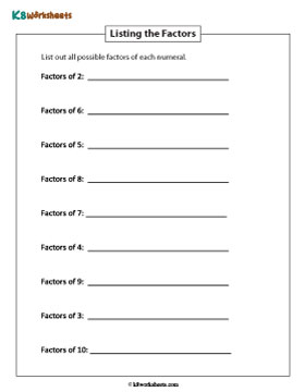 Listing Factors of Numbers | 1 to 10