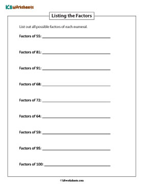 Factors and Multiples Worksheets