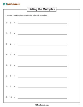 Writing Multiples of Numbers from 1 to 10