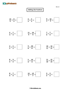 Adding Like Improper Fractions 1