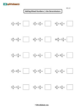 Adding Mixed Numbers | Like Denominators 1