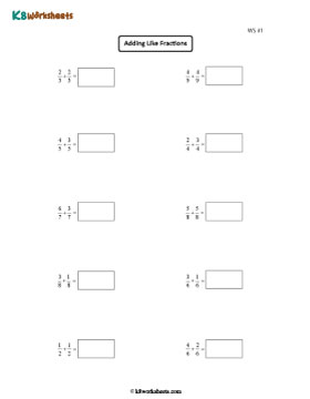 Adding Like Proper Fractions 1