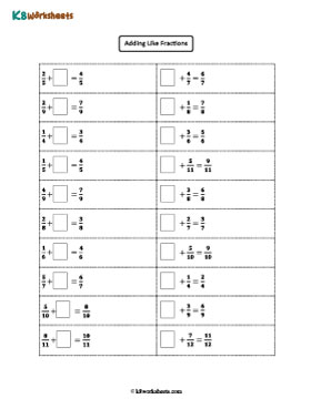 Writing Missing Proper Fractions