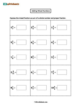 Expressing Mixed Numbers as Sums of Whole Numbers and Proper Fractions