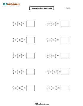 Adding Three Unlike Improper Fractions 1