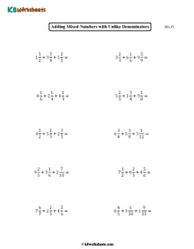 Adding Three Mixed Numbers with Different Denominators 1