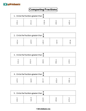 Circling the Greater, Unlike Fractions | Multiple Response