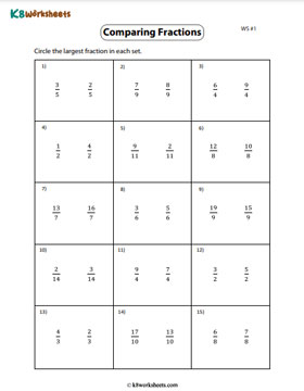 Circle the Largest, Like Fraction 1