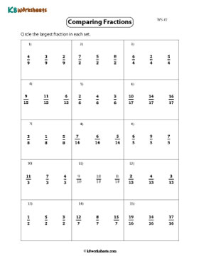 Circle the Largest, Like Fraction 2