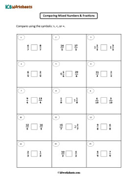 Comparing Fractions and Mixed Numbers | Like Denominators