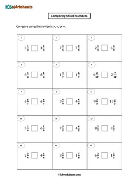 Comparing Like Mixed Numbers