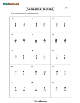 Circle the Smallest, Like Fraction 1