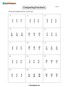 Circle the Smallest, Like Fraction 2