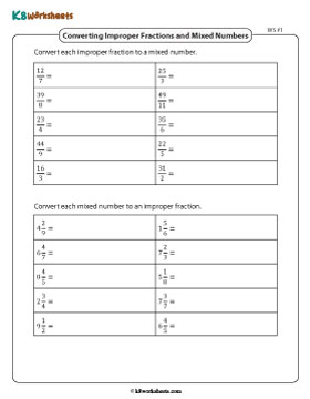 Converting Between Improper Fractions and Mixed Numbers 1