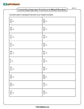 Converting Improper Fractions to Mixed Numbers 2