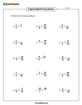 Writing Missing Parts of Equivalent Fractions 2