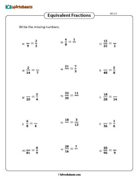 Writing Missing Parts of Equivalent Fractions 3