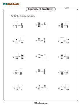 Writing Missing Parts of Equivalent Fractions 5