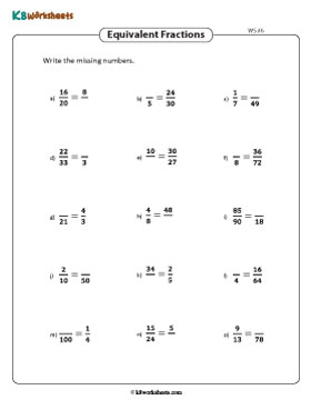 Writing Missing Parts of Equivalent Fractions 6