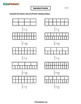 Writing Missing Parts of Equivalent Fractions on Fraction Strips 1