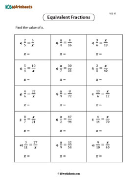 Finding the Value of a Variable in Equivalent Fractions 1