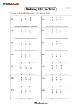 Ordering Like Fractions | Ascending 1