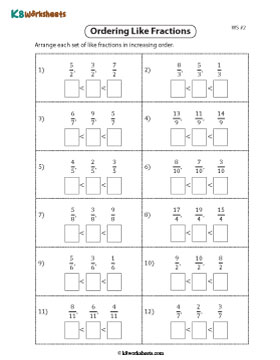 Ordering Like Fractions | Ascending 2