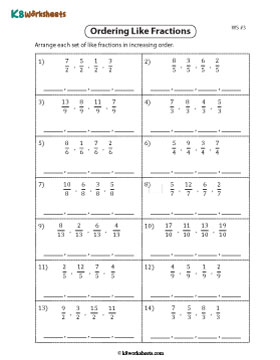 Ordering Like Fractions | Ascending 3