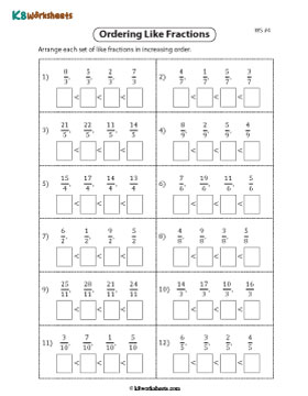 Ordering Like Fractions | Ascending 4