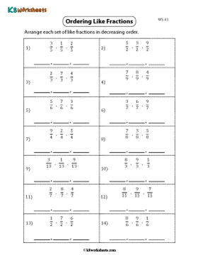 Ordering Like Fractions | Descending 3