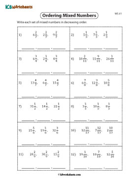 Arranging Mixed Numbers in Descending Order | Like Denominators 1