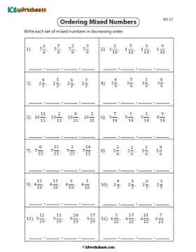 Arranging Mixed Numbers in Descending Order | Like Denominators 2