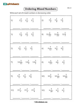 Arranging Mixed Numbers in Descending Order | Different Denominators 1