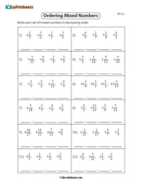 Arranging Mixed Numbers in Descending Order | Different Denominators 2