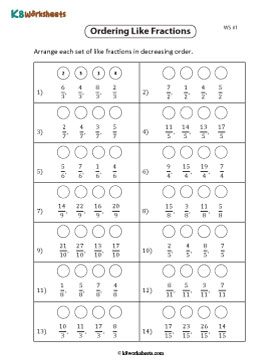 Numbering Like Fractions in Descending Order 1