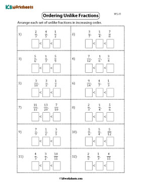 Ordering Unlike Fractions | Ascending 1