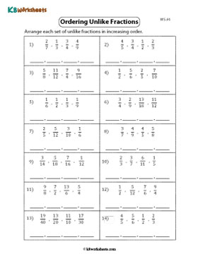 Ordering Unlike Fractions | Ascending 4