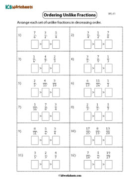 Ordering Unlike Fractions | Descending 1