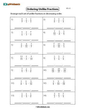 Ordering Unlike Fractions | Descending 3