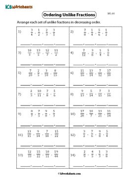 Ordering Unlike Fractions | Descending 4