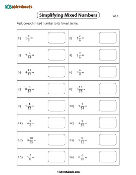 Simplifying Fractions in Mixed Numbers 1