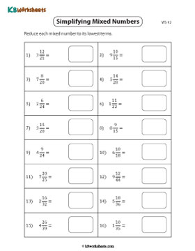 Simplifying Fractions in Mixed Numbers 2