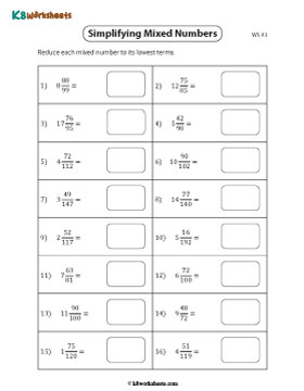 Simplifying Fractions in Mixed Numbers 3