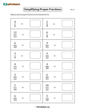 Simplifying Proper Fractions 1