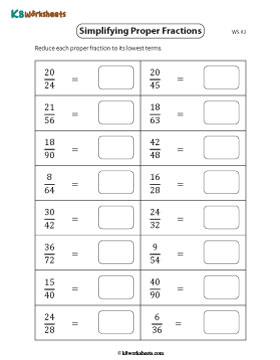 Simplifying Proper Fractions 2