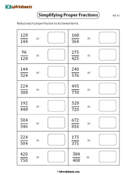 Simplifying Proper Fractions 3