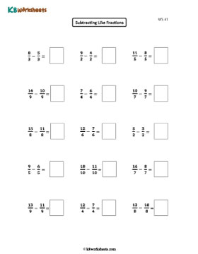 Subtracting Improper Fractions 1